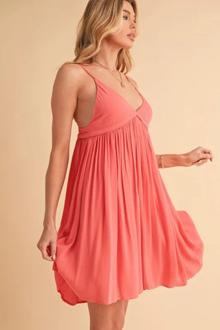 Ruched Plunge Mini Cami Dress
