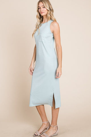 Ribbed Knit Sleeveless Midi Dress