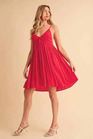 Ruched Plunge Mini Cami Dress